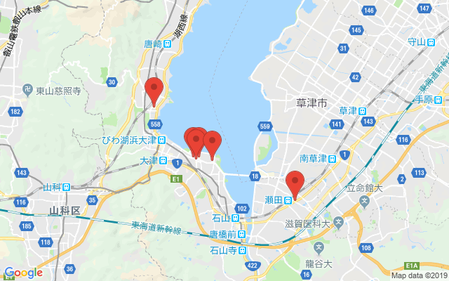 滋賀の保険相談窓口のマップ